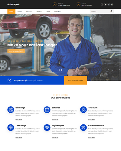Mẫu website dịch vụ sửa chữa Ôtô Auto Repair