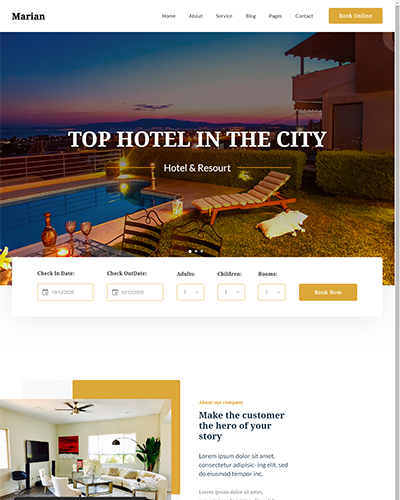 Mẫu website khách sạn Marian Hotel