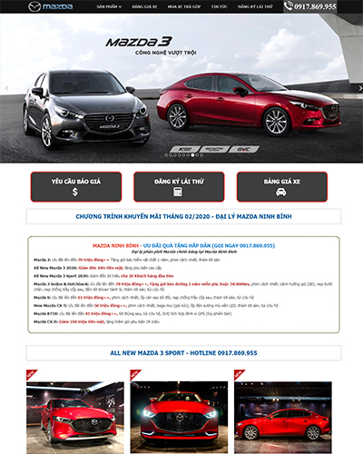 Mẫu website showroom Ôtô Mazda Ninh Bình