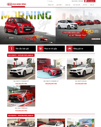 Mẫu website showroom ô tô Kia Ninh Bình