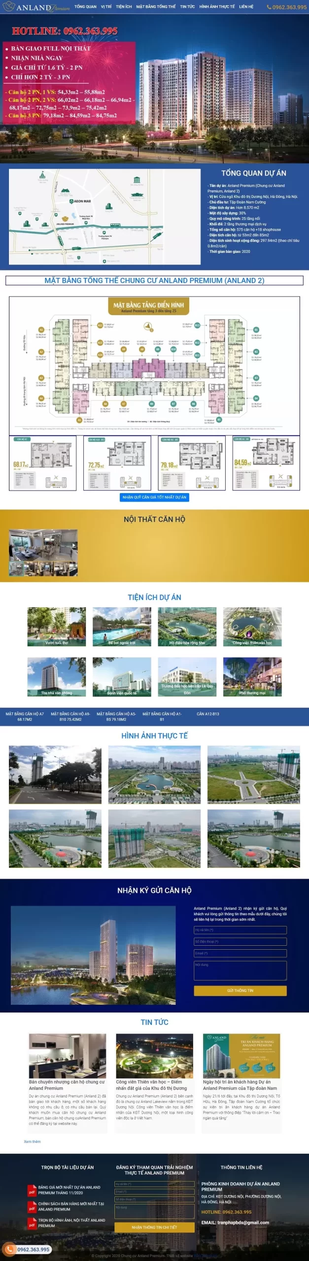 Mẫu website Chung cư An Land