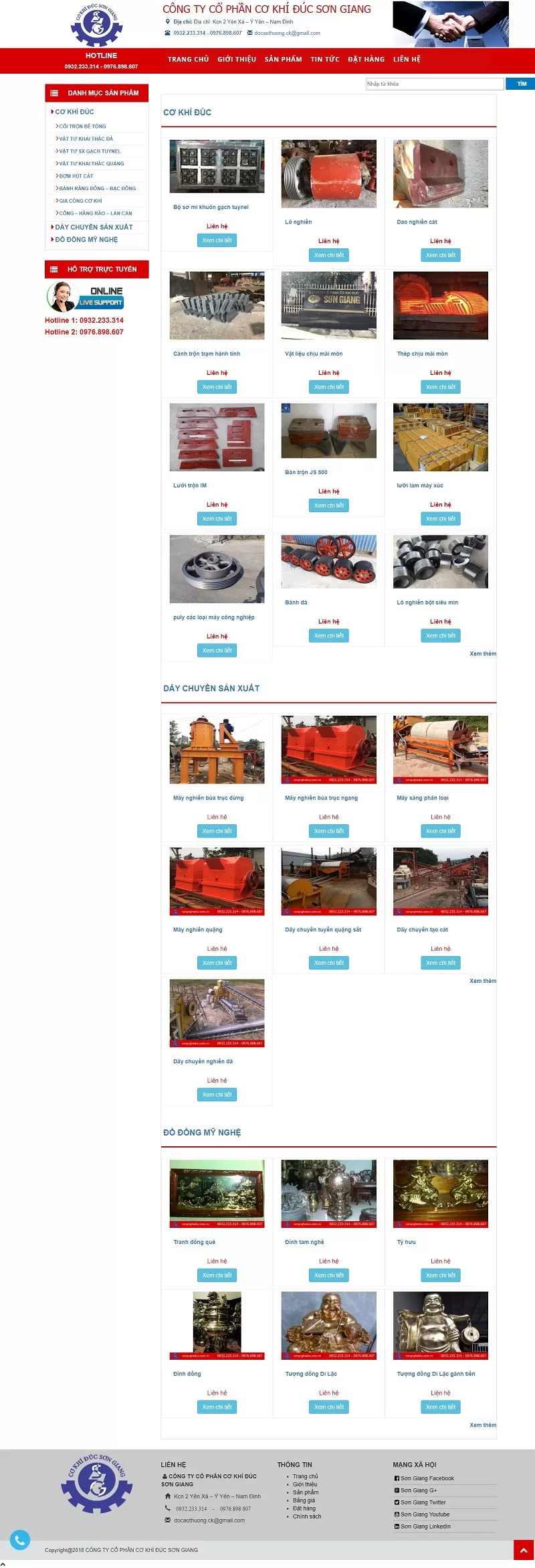 Mẫu website Cơ khí Sơn Giang