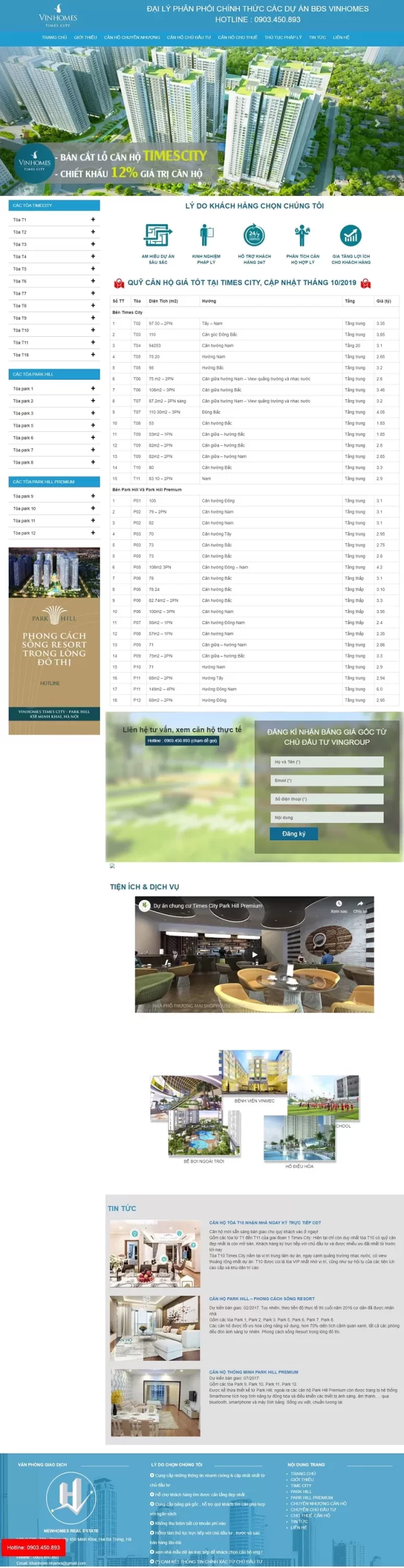 Mẫu website Dự án TimesCity