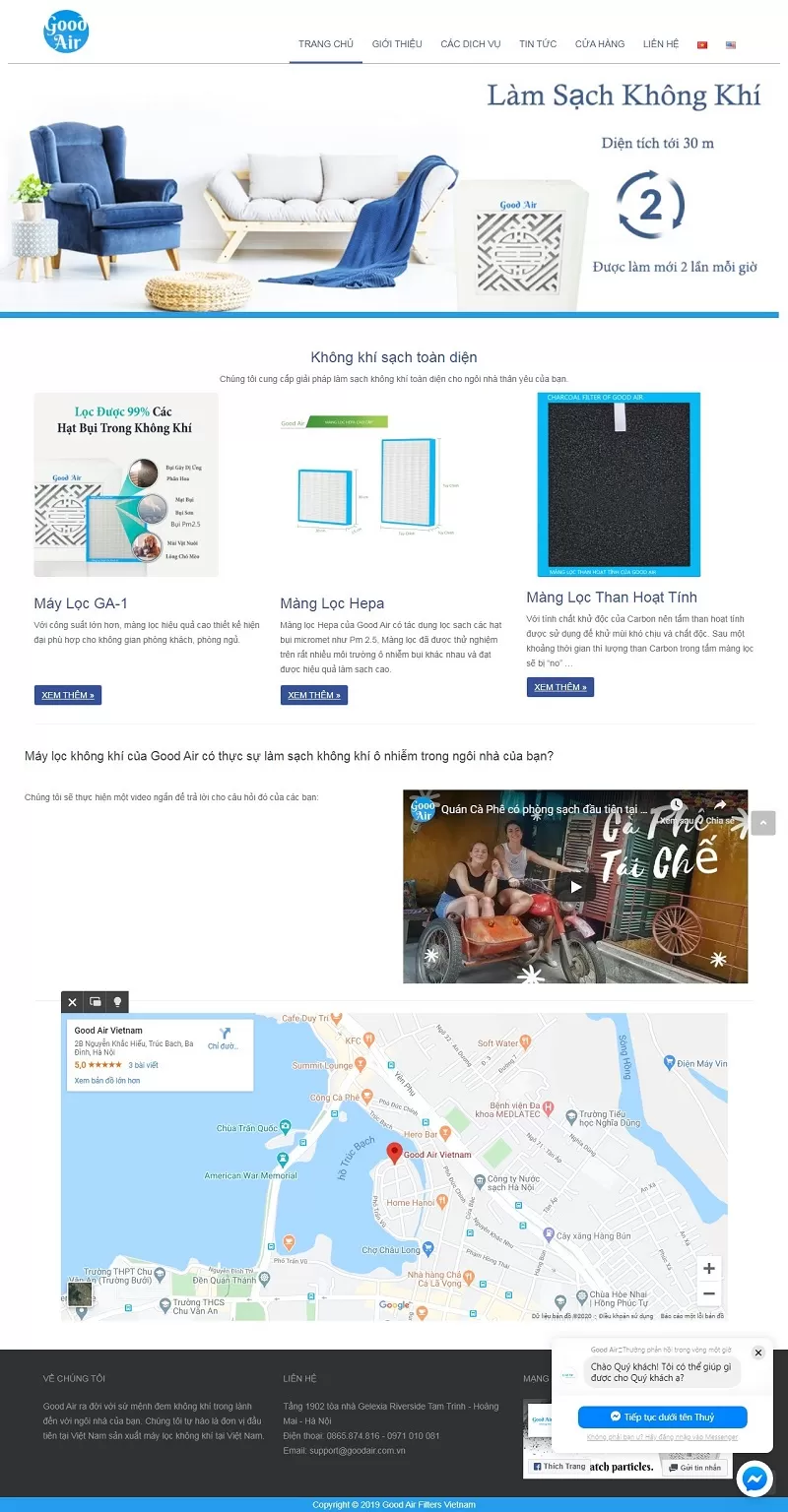 Mẫu website máy lọc không khí