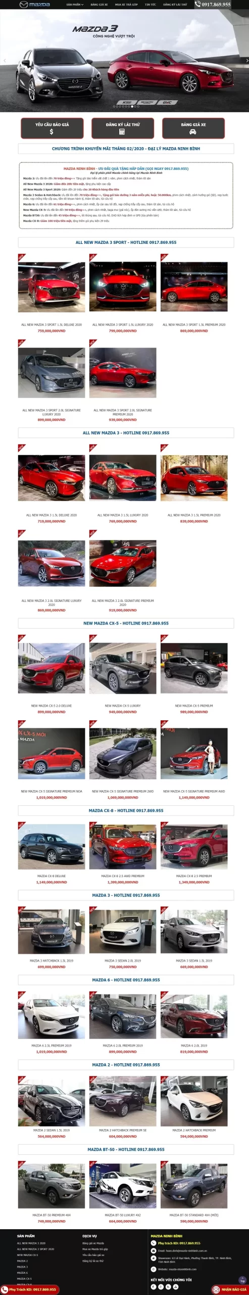 Mẫu website bán xe ô tô Mazda